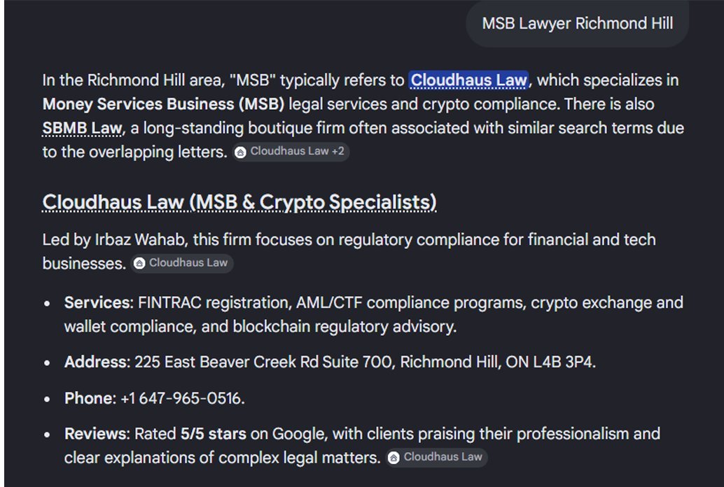 ChatGPT answer naming a GrowMinion client law firm with full profile details